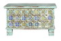 GINER Y COLOMER Coffre en bois de manga à ouverture supérieure - Détails bronze et céramique, finition verte vieillie et lavée - 45 x 80 x 40 cm, 0.15 m³